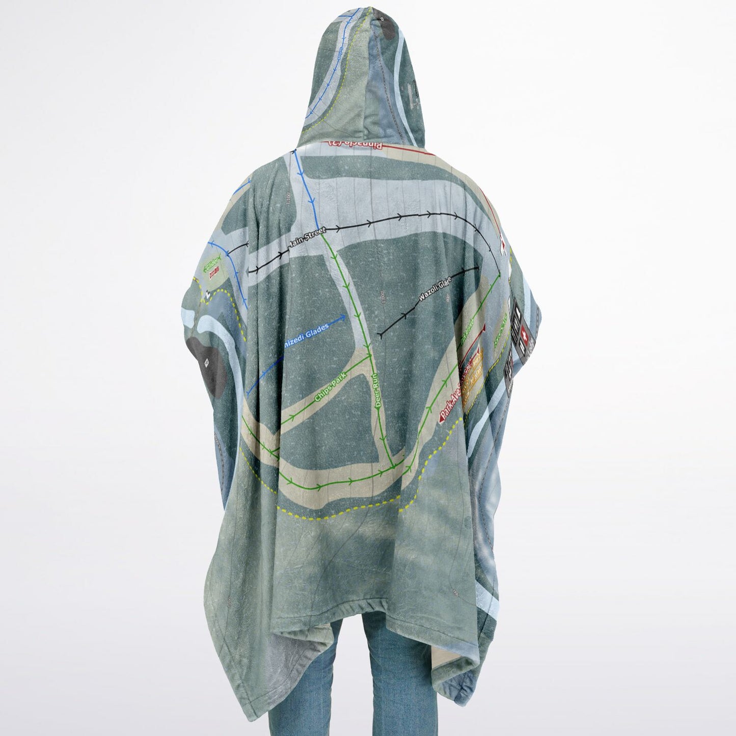 Granite Gorge, New Hampshire Ski Resort Map Flannel Blanket Poncho