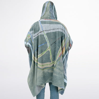 Granite Gorge, New Hampshire Ski Resort Map Flannel Blanket Poncho