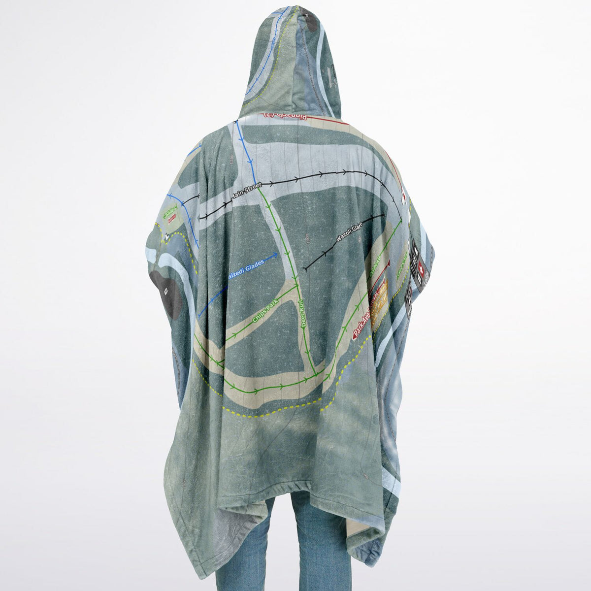 Granite Gorge, New Hampshire Ski Resort Map Flannel Blanket Poncho