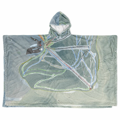 Plattekill, New York Ski Resort Map Flannel Blanket Poncho