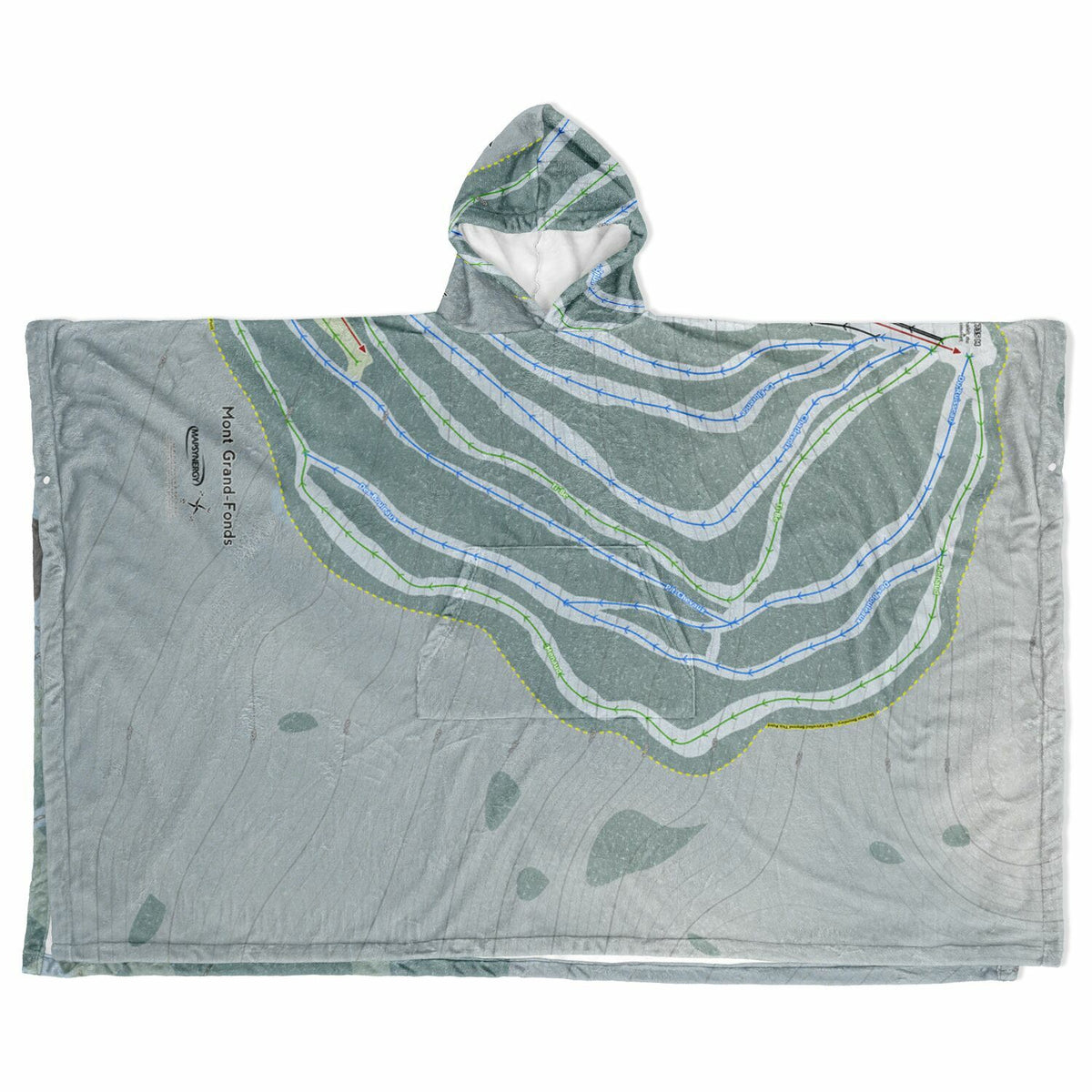 Mont Grand-Fonds, Quebec Ski Resort Map Flannel Blanket Poncho