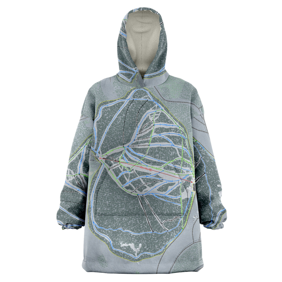 Ski Land, Alaska Ski Trail Map Snug Hoodie