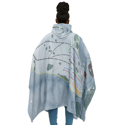 Echo Valley, Washington Ski Resort Map Flannel Blanket Poncho