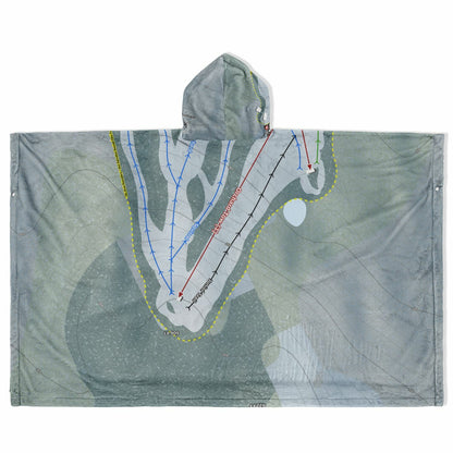 Spruce Mountain, Maine Ski Resort Map Flannel Blanket Poncho