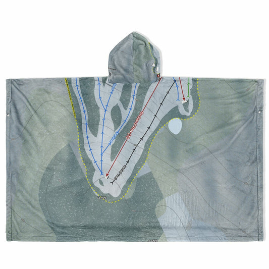 Spruce Mountain, Maine Ski Resort Map Flannel Blanket Poncho
