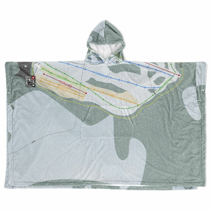 Snowhaven, Idaho Ski Resort Map Flannel Blanket Poncho