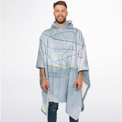 Blizzard Mountain, Idaho Ski Resort Map Flannel Blanket Poncho