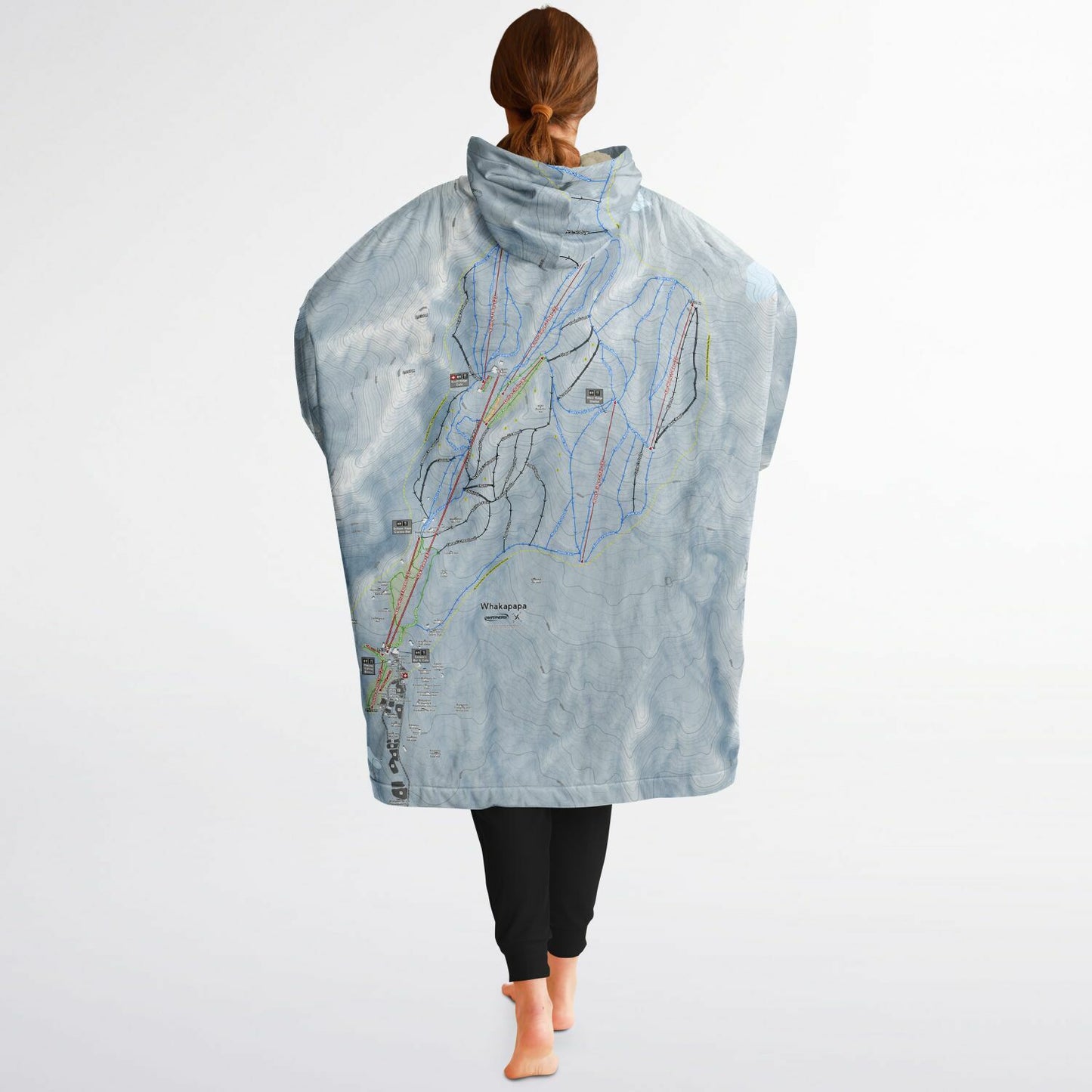 Whakapapa, New Zealand Ski Trail Map - Snug Hoodie - Powderaddicts