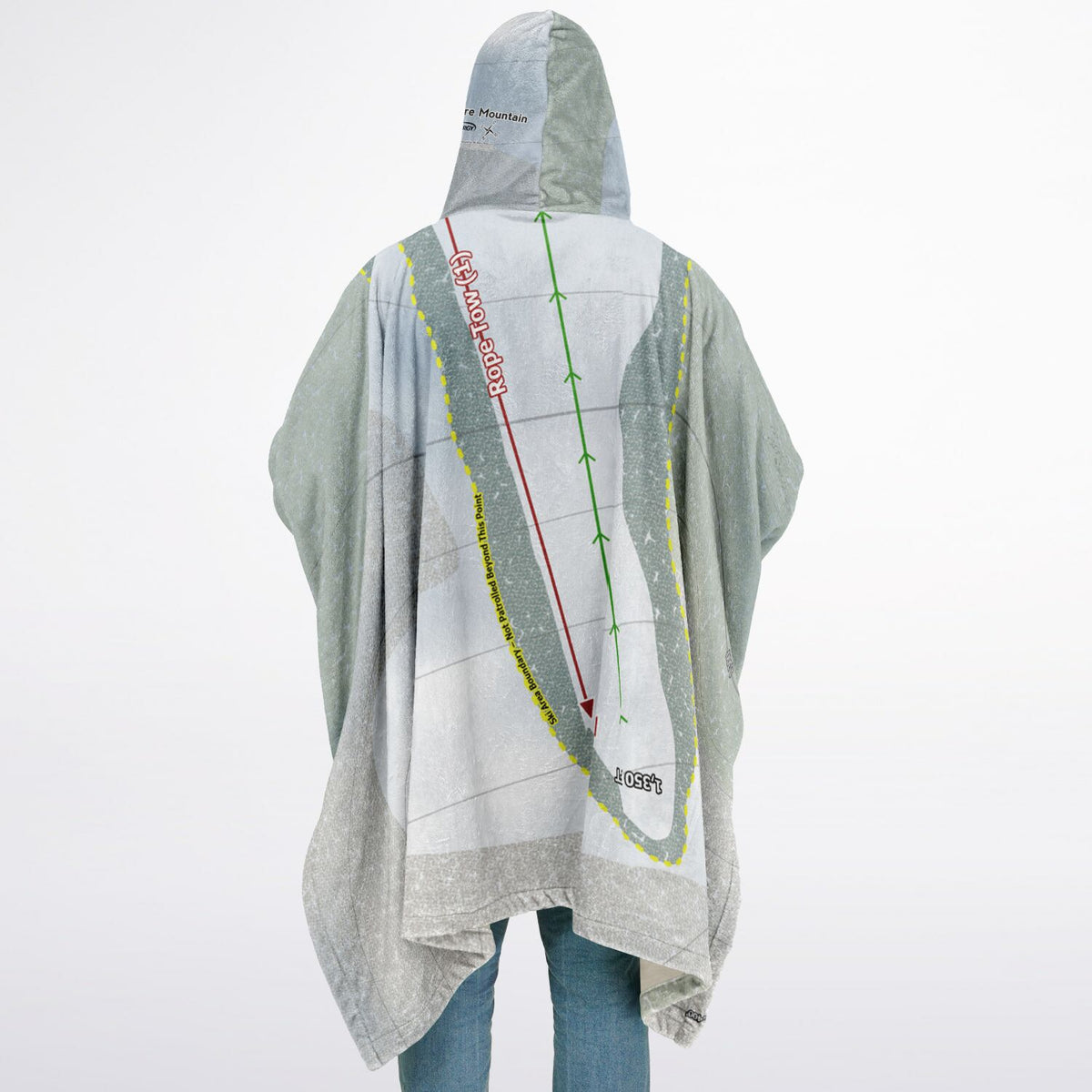 Adventure Mountain, Michigan Ski Resort Map Flannel Blanket Poncho