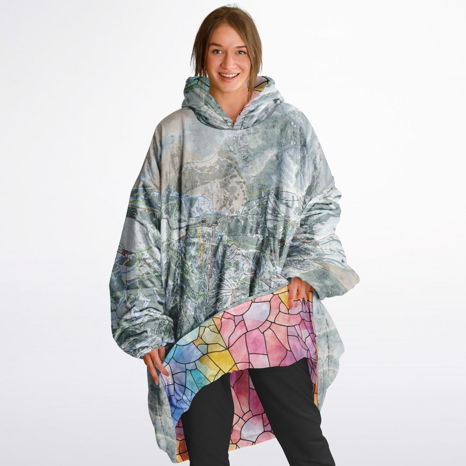 Powder Mountain, Utah Ski Resort Map Reversible Snug Hoodie