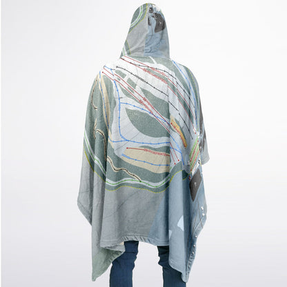 Ski Brule, Michigan Ski Resort Map Flannel Blanket Poncho