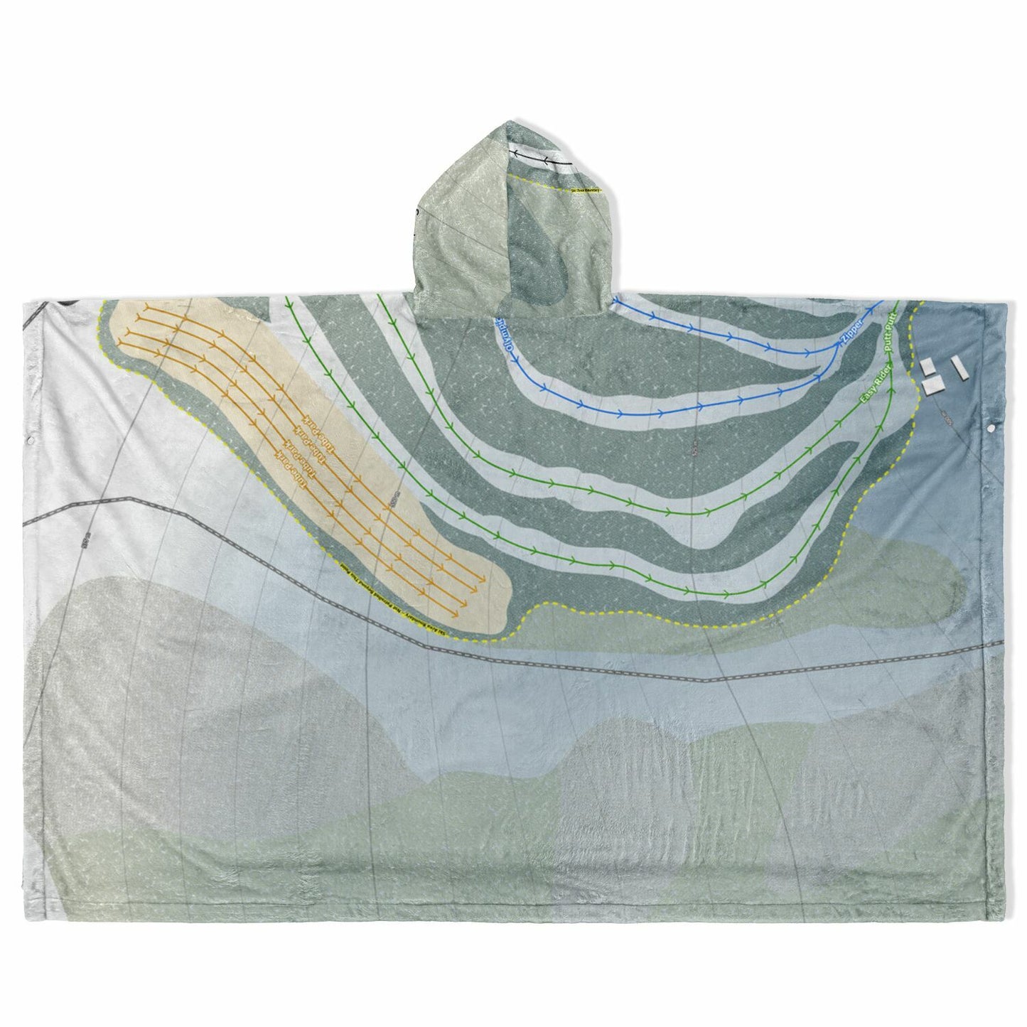 Little Smoky, Alberta Ski Resort Map Flannel Blanket Poncho