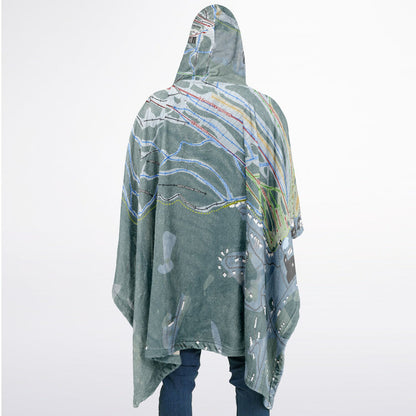 Cranmore Mountain, New Hampshire Ski Resort Map Flannel Blanket Poncho