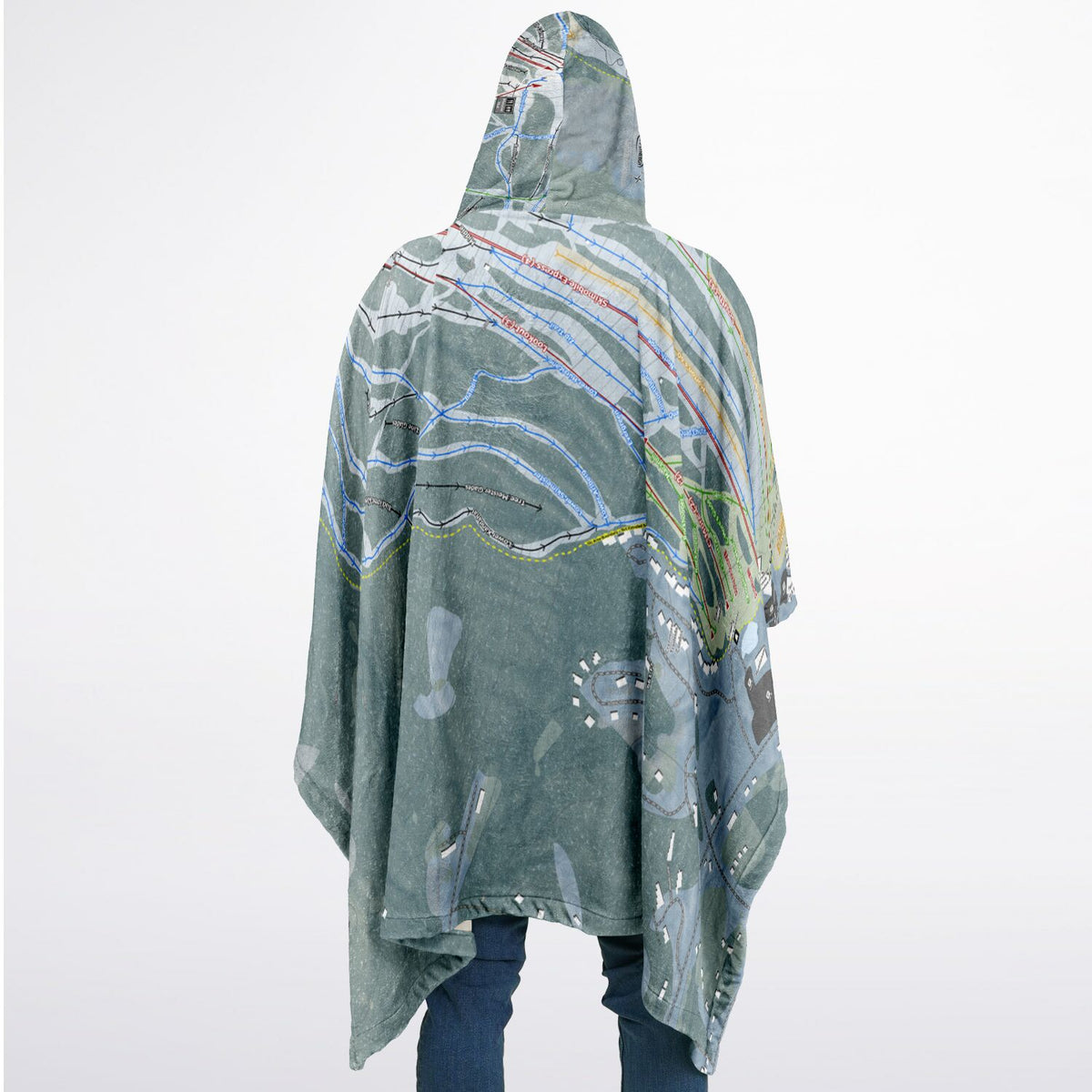 Cranmore Mountain, New Hampshire Ski Resort Map Flannel Blanket Poncho
