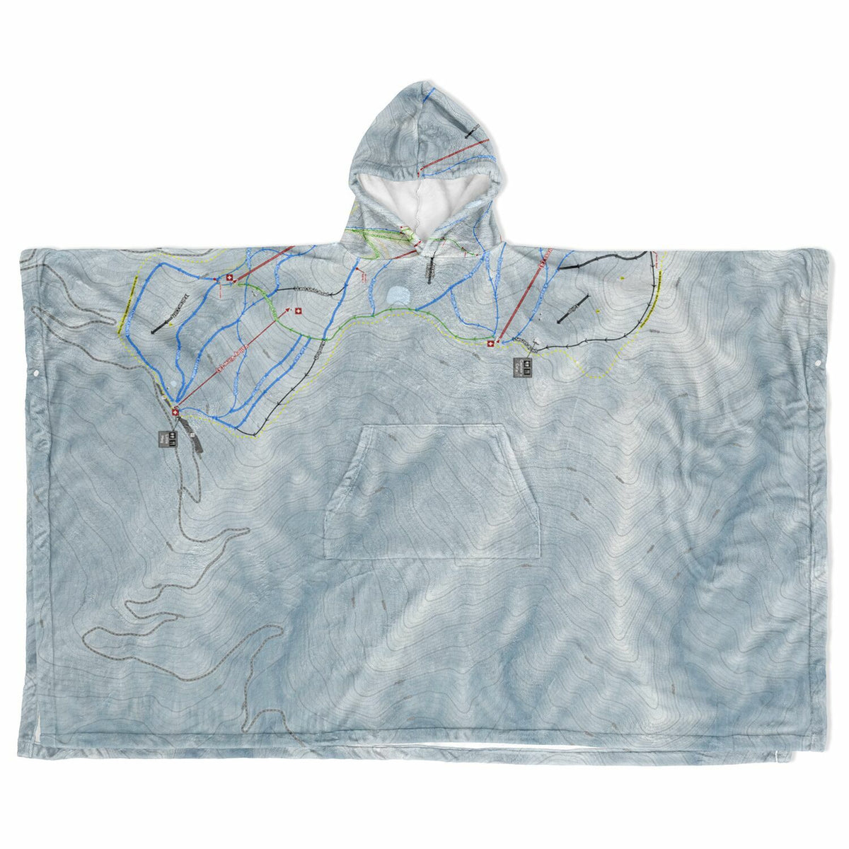 Cardrona, New Zealand Ski Resort Map Flannel Blanket Poncho