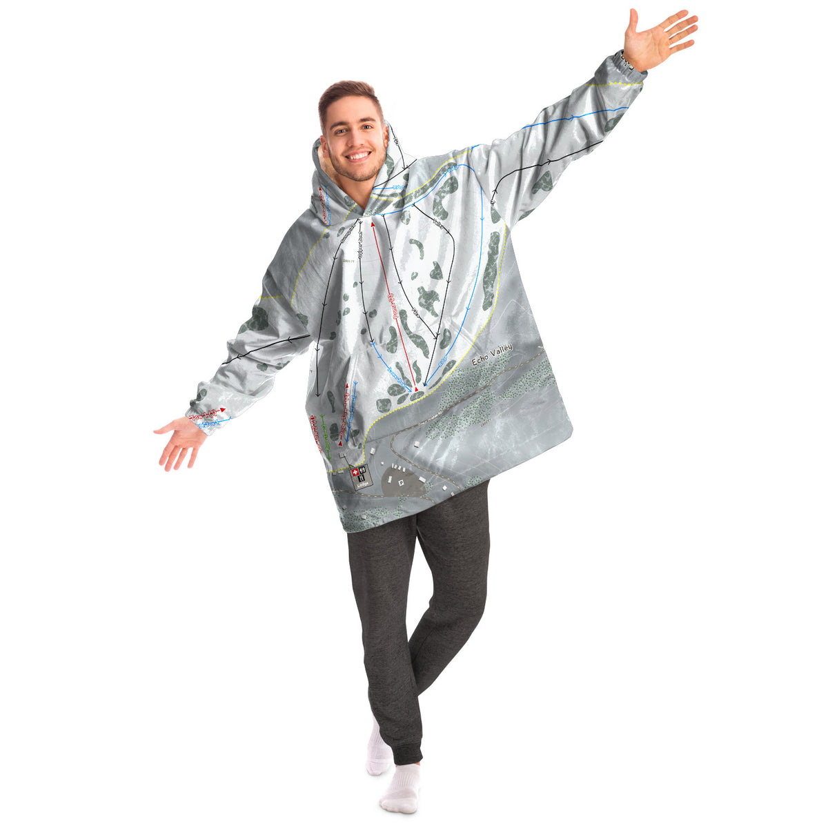 Echo Valley, Washington Ski Trail Map - Snug Hoodie - Powderaddicts