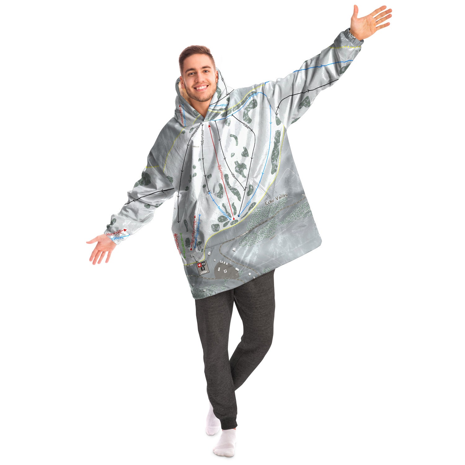 Echo Valley, Washington Ski Trail Map - Snug Hoodie - Powderaddicts