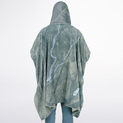 Big Moose Mountain, Maine Ski Resort Map Flannel Blanket Poncho