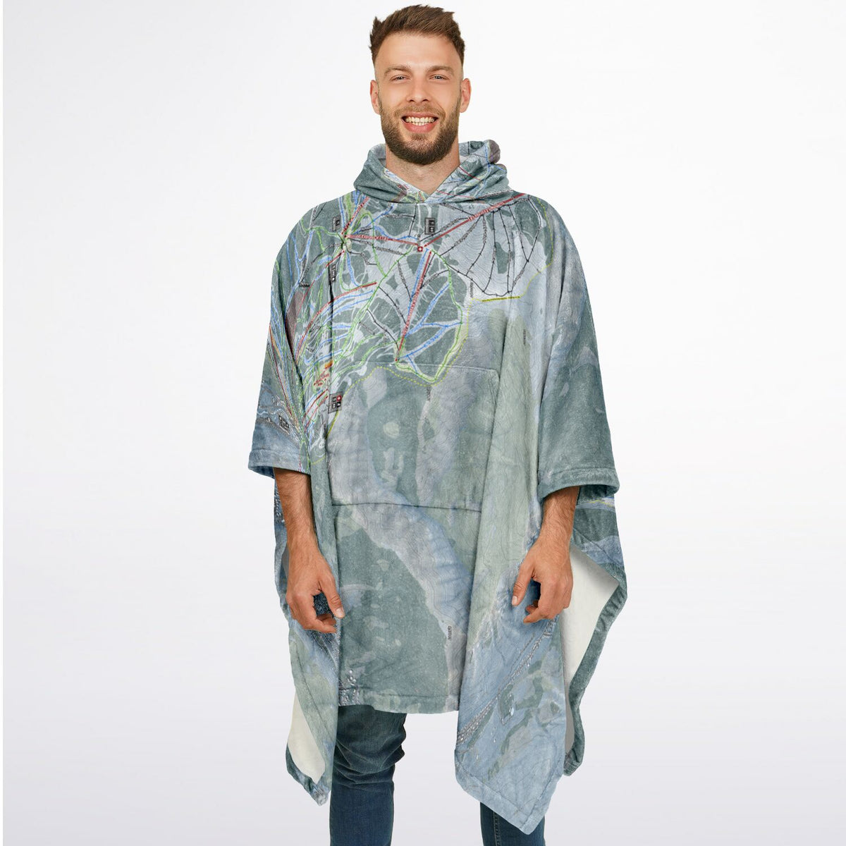 Vail, Colorado Ski Resort Map Flannel Blanket Poncho