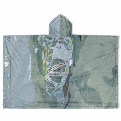 Lost Valley, Maine Ski Resort Map Flannel Blanket Poncho