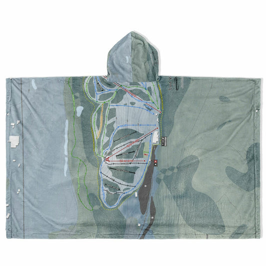 Lost Valley, Maine Ski Resort Map Flannel Blanket Poncho