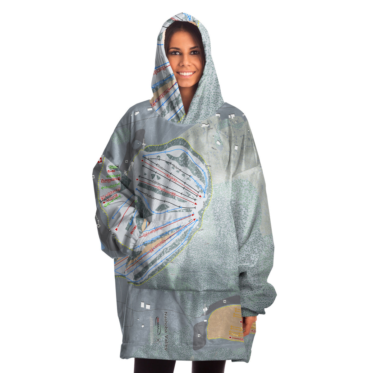 Nashoba Valley, Massachusetts Ski Trail Map Snug Hoodie