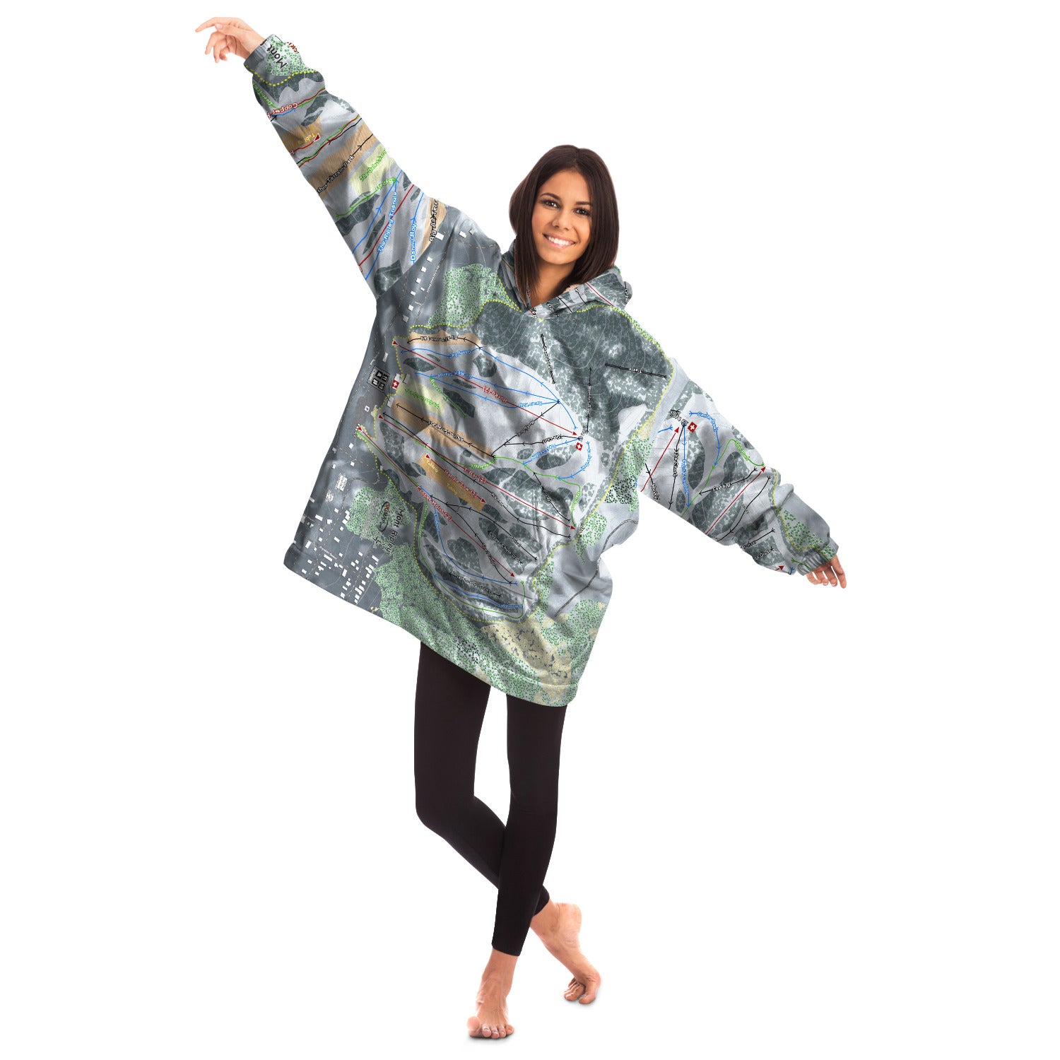 Mont Ripley, Michigan Ski Trail Map Snug Hoodie - Powderaddicts