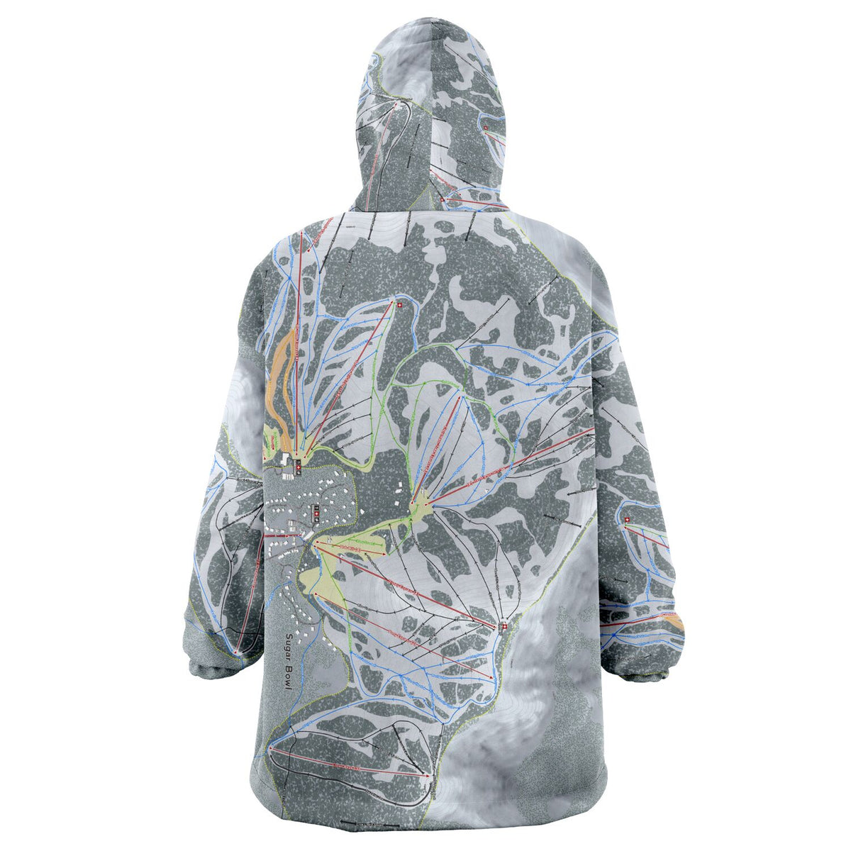 Sugar Bowl, California Ski Trail Map - Snug Hoodie