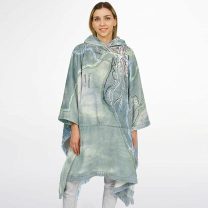 Tremblant, Quebec Ski Resort Map Flannel Blanket Poncho