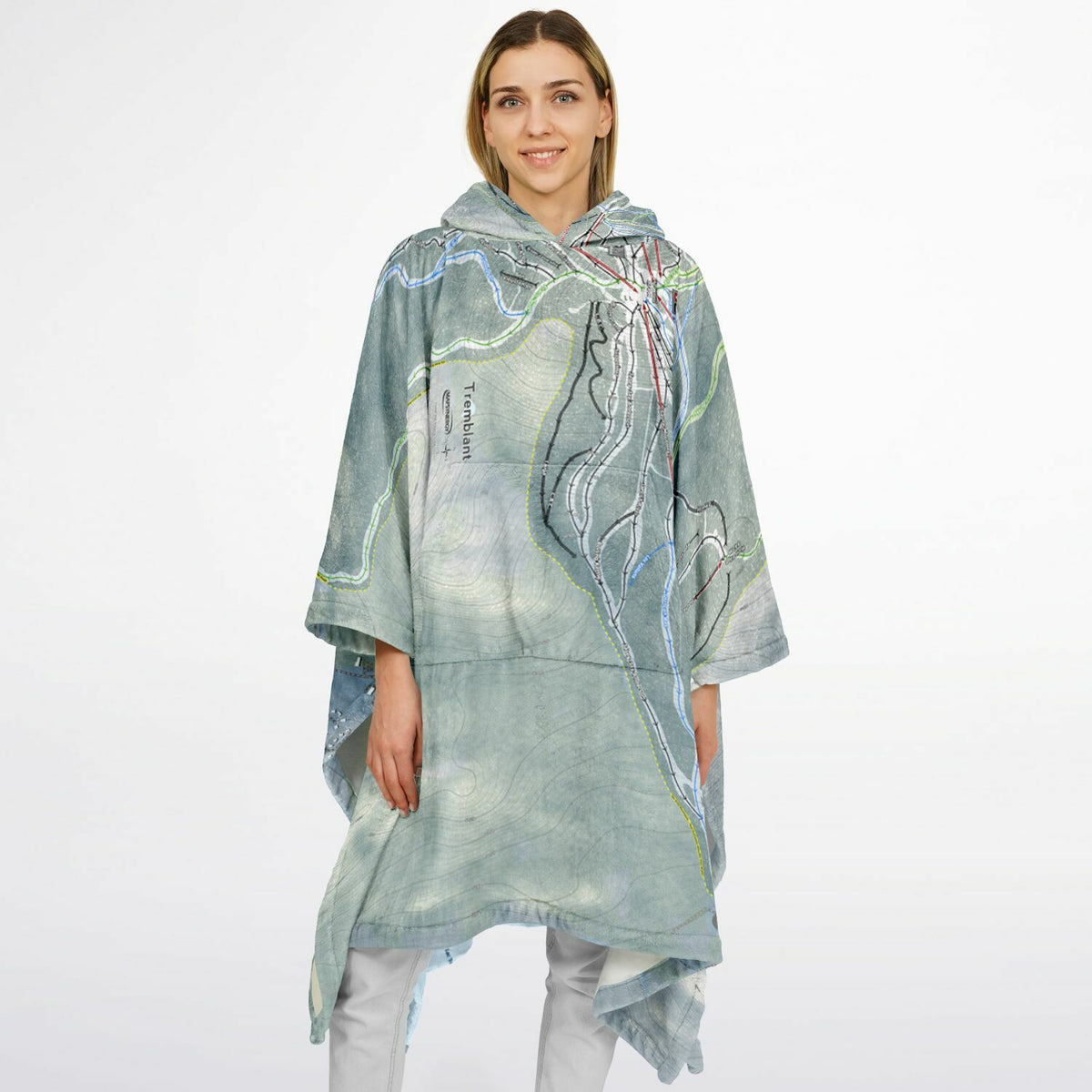Tremblant, Quebec Ski Resort Map Flannel Blanket Poncho