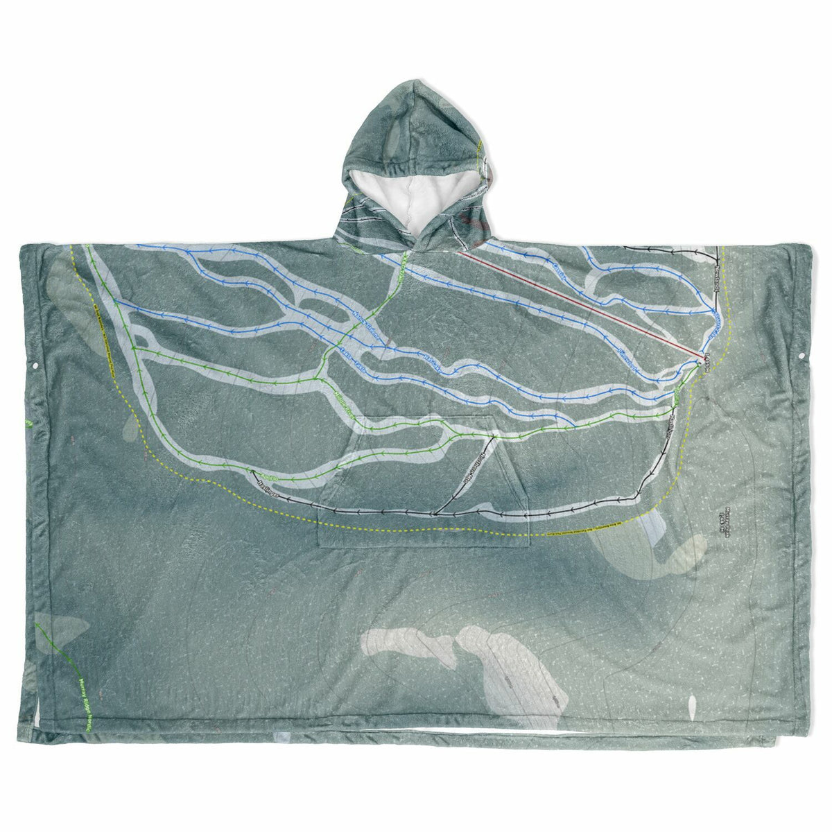 Murray Ridge, British Columbia Ski Resort Map Flannel Blanket Poncho
