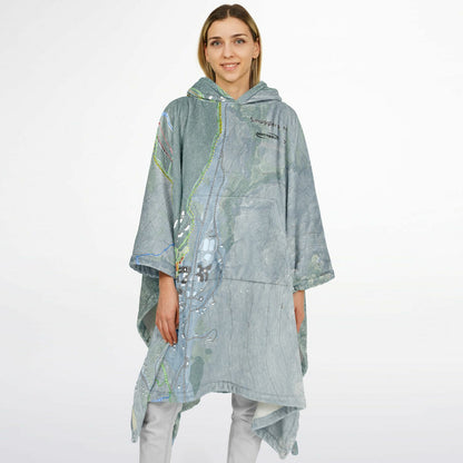 Smugglers Notch, Vermont Ski Resort Map Flannel Blanket Poncho