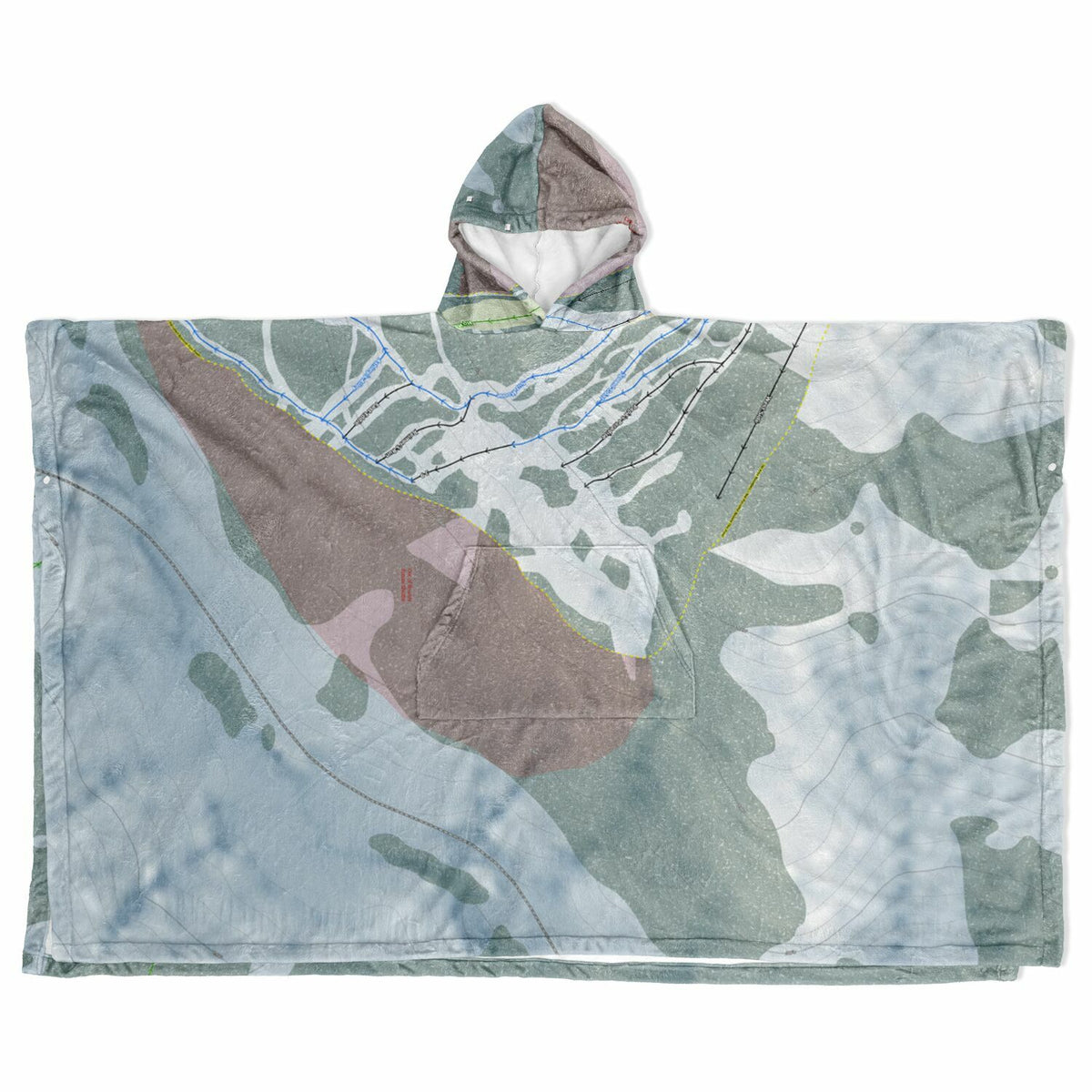 Antelope Butte, Wyoming Ski Resort Map Flannel Blanket Poncho