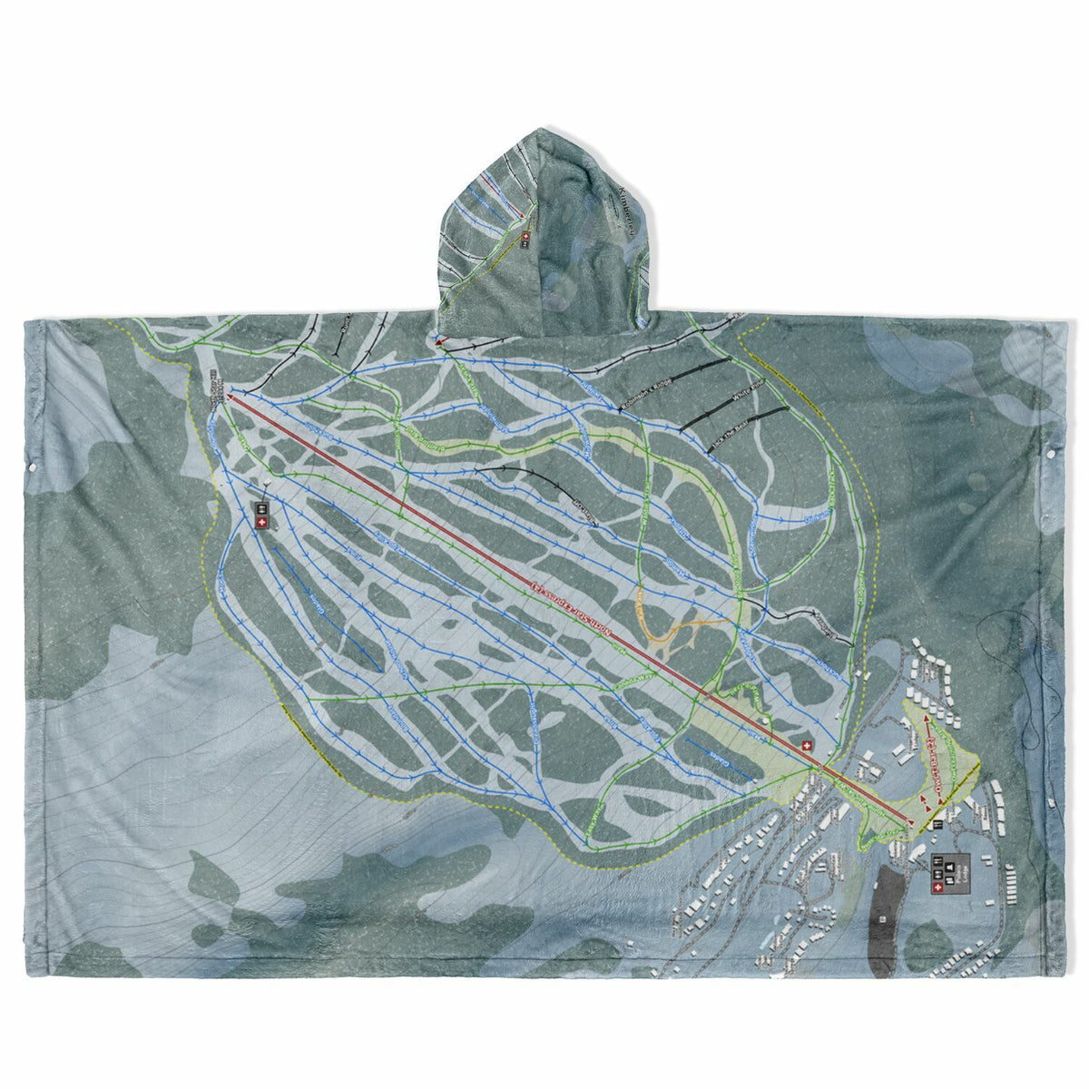 Kimberley, British Columbia Ski Resort Map Flannel Blanket Poncho