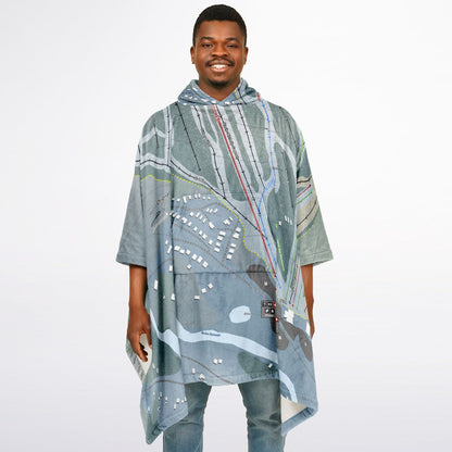Mont Orignal, Quebec Ski Resort Map Flannel Blanket Poncho