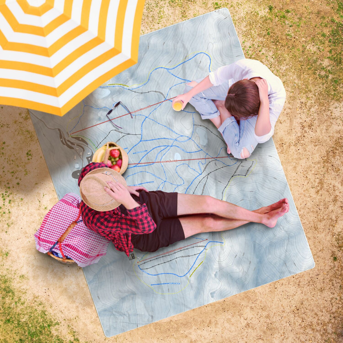 Coronet Peak, New Zealand Ski Resort Map Printed Beach Towel