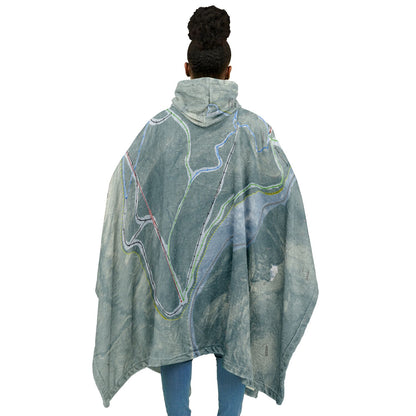 Middlebury Snow Bowl, Vermont Ski Resort Map Flannel Blanket Poncho