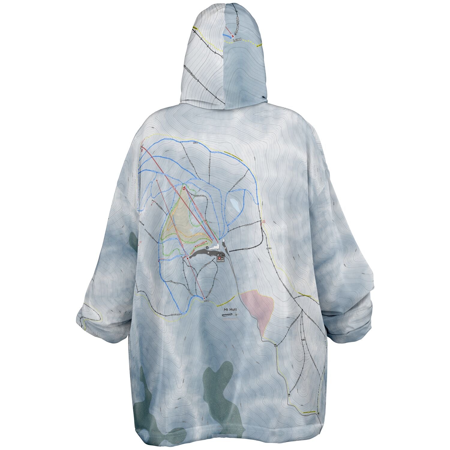 Mt Hutt, New Zealand Ski Trail Map - Snug Hoodie