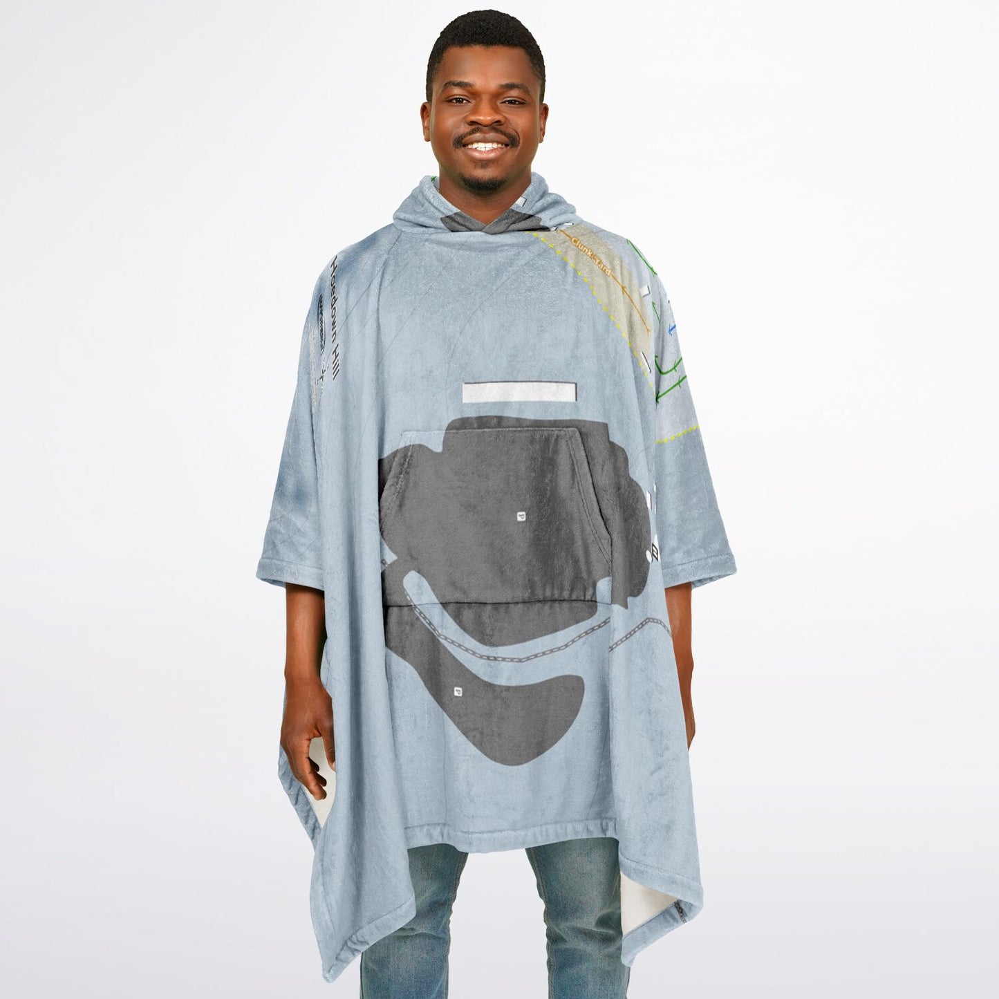 Hoedown Hill, Colorado Ski Resort Map Flannel Blanket Poncho