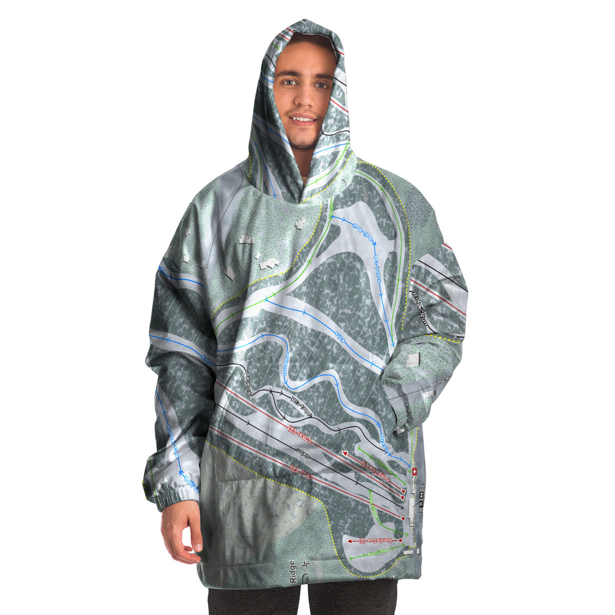 Otis Ridge, Massachusetts Ski Trail Map Snug Hoodie