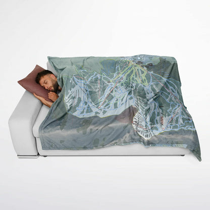 Fernie, British Columbia Ski Resort Map Flannel Blanket Poncho