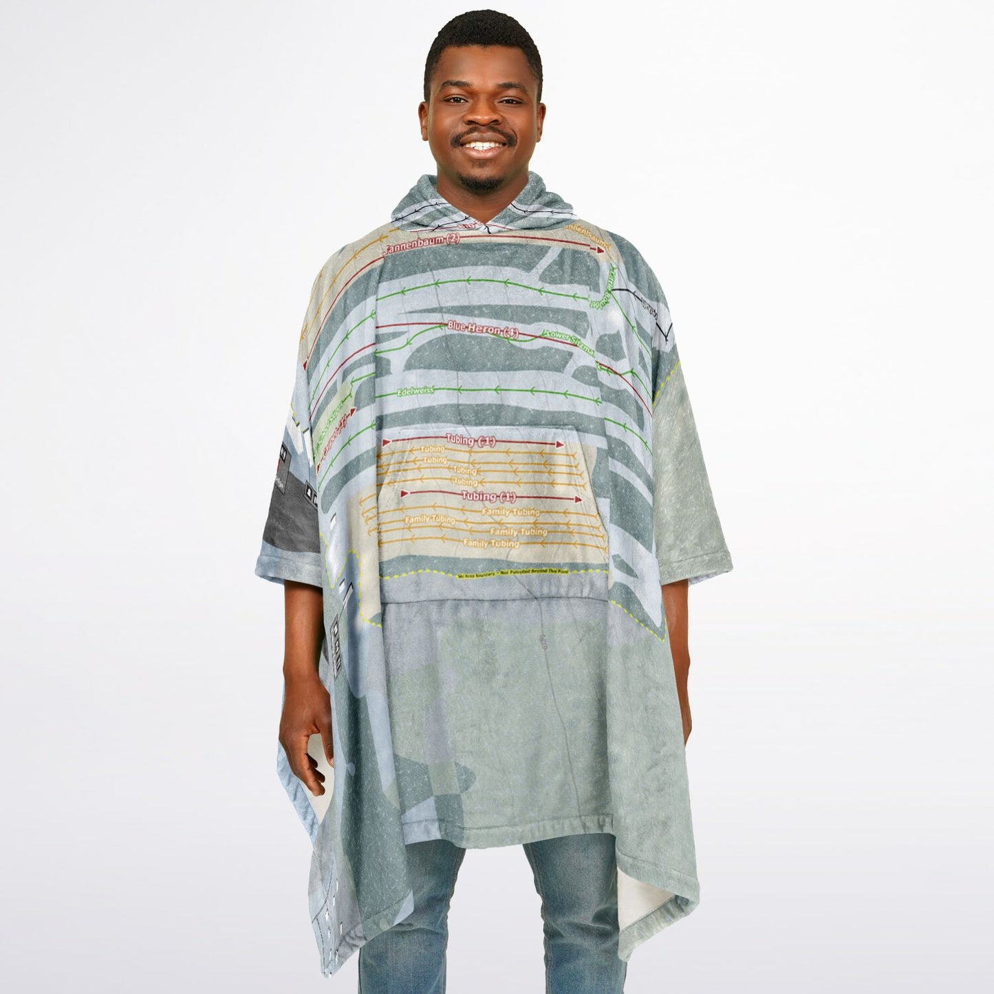 Big Boulder, Pennsylvania Ski Resort Map Flannel Blanket Poncho