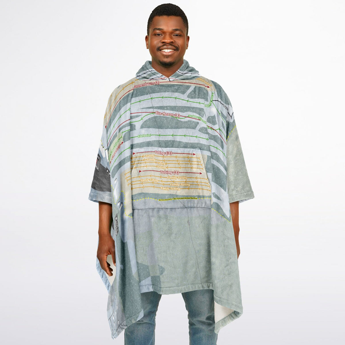 Big Boulder, Pennsylvania Ski Resort Map Flannel Blanket Poncho