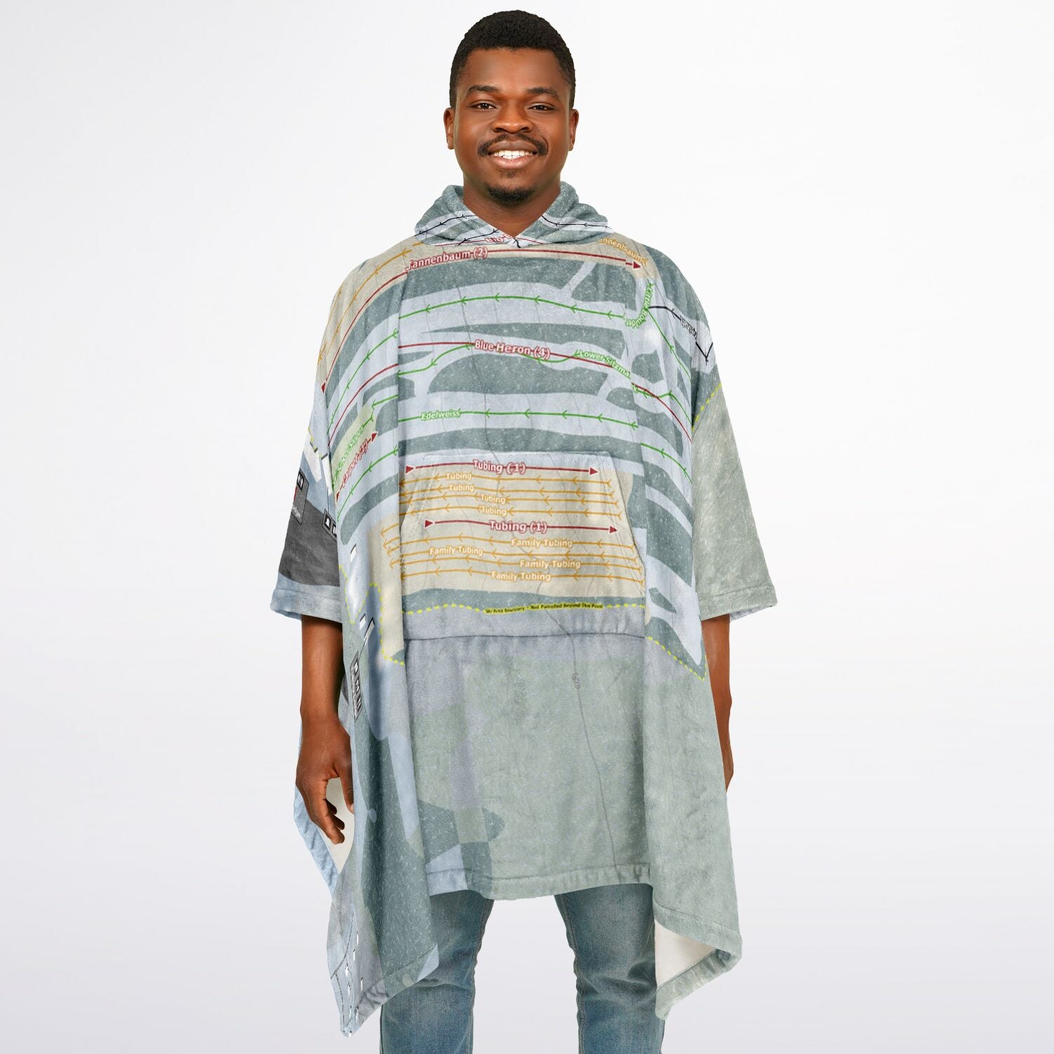 Big Boulder, Pennsylvania Ski Resort Map Flannel Blanket Poncho