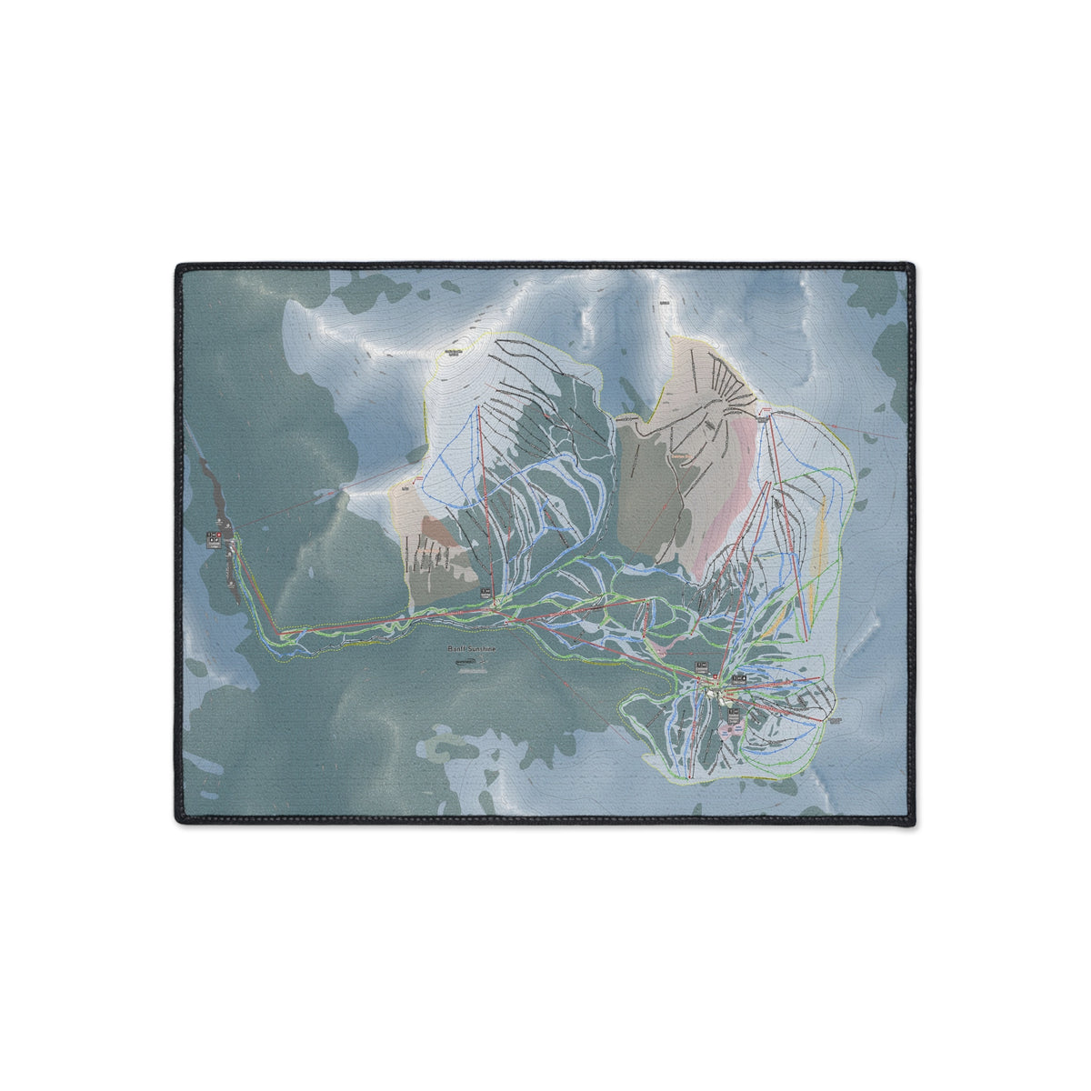 Banff Sunshine, Alberta Ski Resort Map Heavy Duty Floor Mat