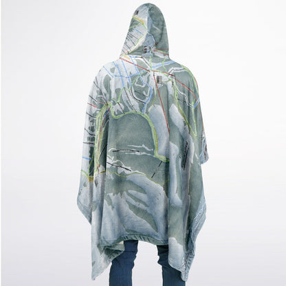 Sun Valley, Idaho Ski Resort Map Flannel Blanket Poncho