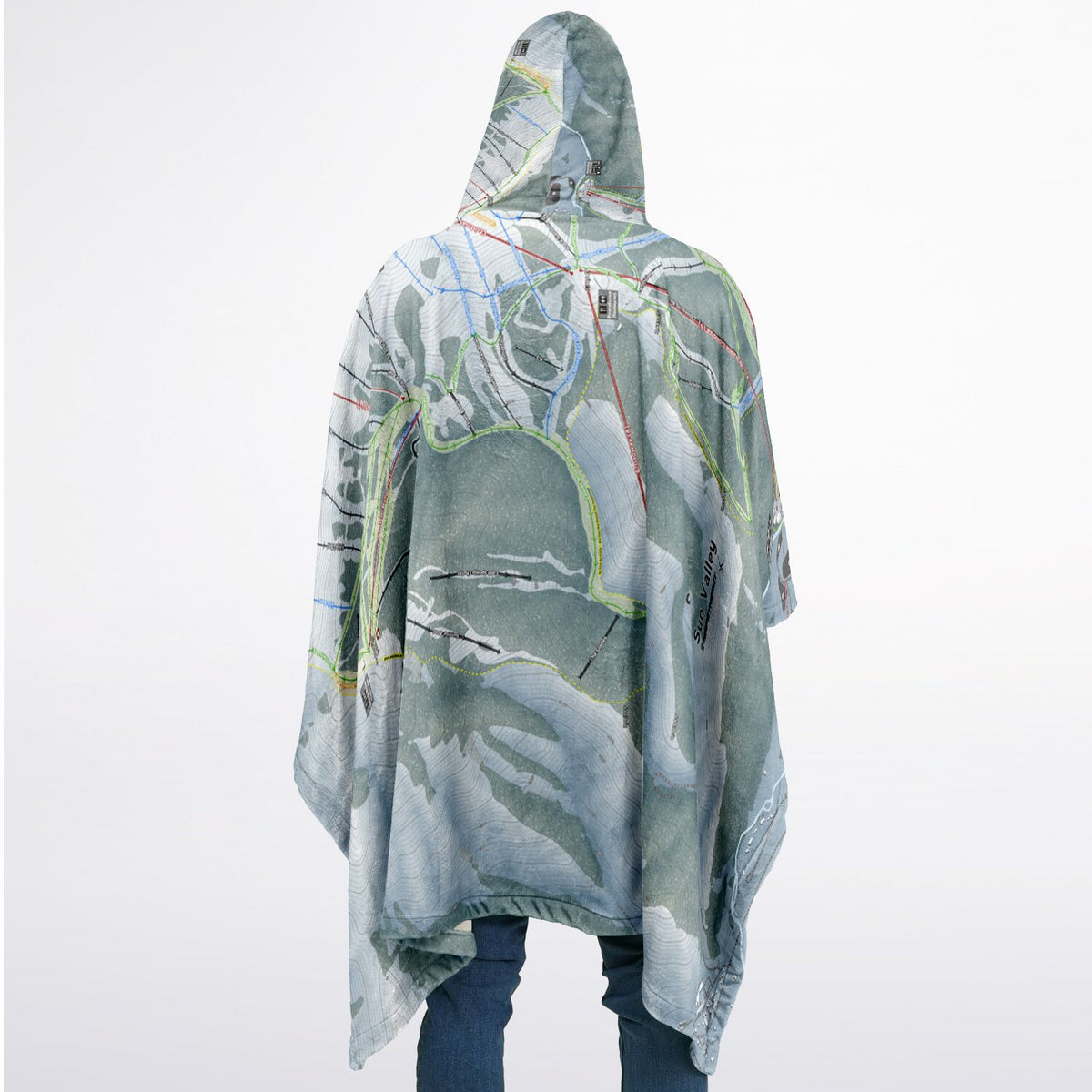 Sun Valley, Idaho Ski Resort Map Flannel Blanket Poncho