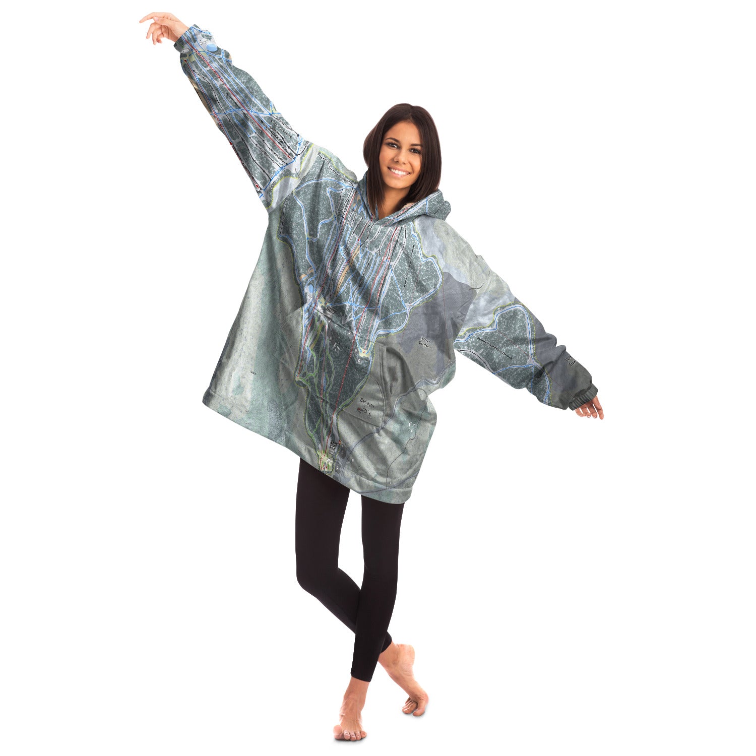 Belleayre Resort, New York Ski Trail Map Snug Hoodie