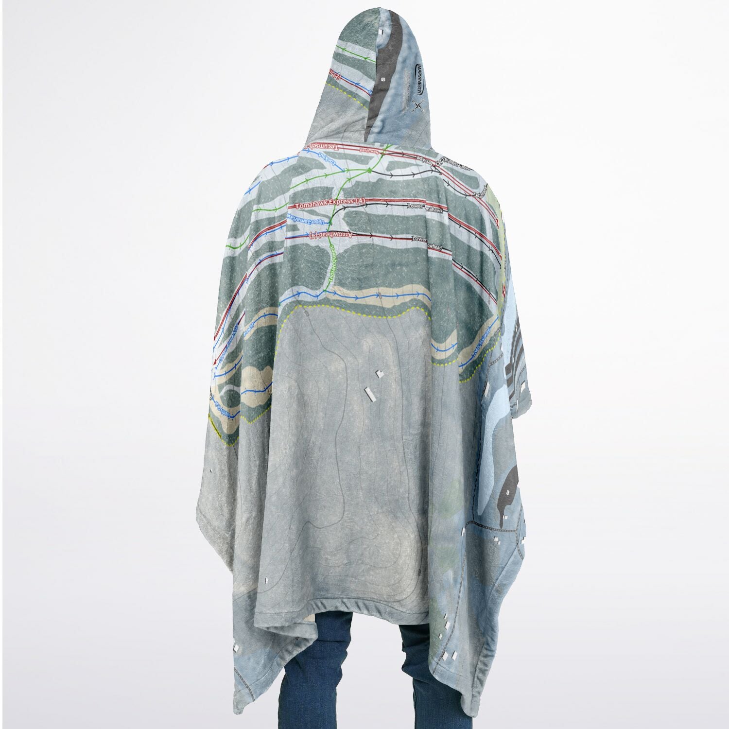 Shawnee Mountain, Pennsylvania Ski Resort Map Flannel Blanket Poncho