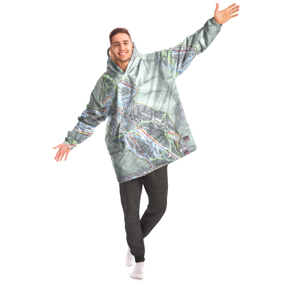 Red River, New Mexico Ski Trail Map - Snug Hoodie